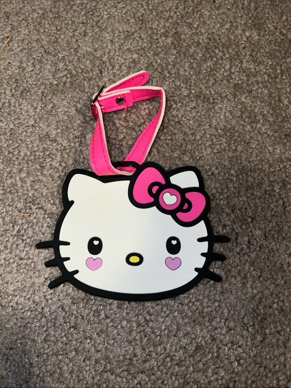 Hello Kitty White Face Luggage Tag with Pink Bow and Strap